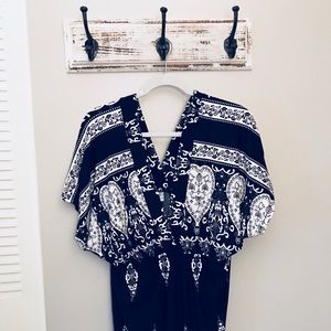 1X Black and White Maxi Dress